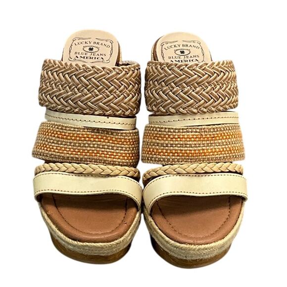 Lucky Brand Mika Peach Open Toe Strappy Mule  4" Platform Chunky Heel Women 9.5 - Picture 5 of 9